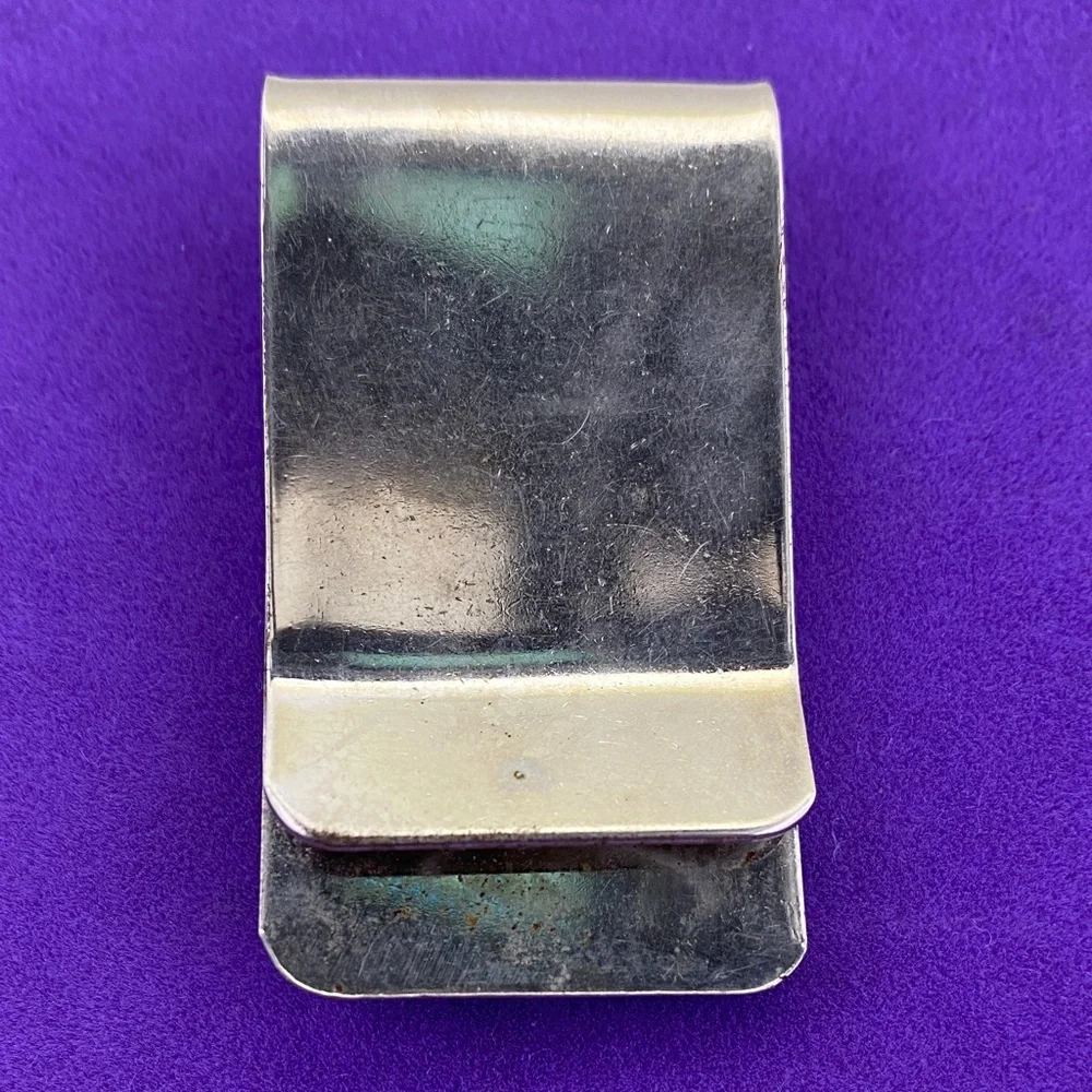 💛 Vintage Silver Tone Unicorn Money Clip | Turquoise & Coral Red Inlay | Unique - Picture 3 of 6